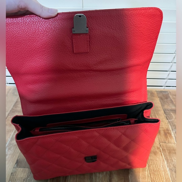 Red caviar leather designer quilted maxi flap bag by Virsa bag - Picture 8 of 13